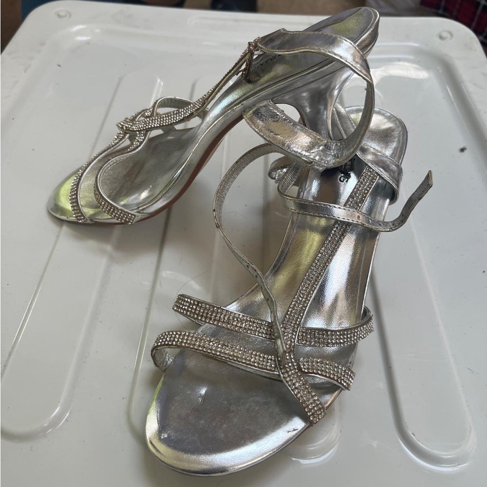 Elegant Silver Strappy Heels